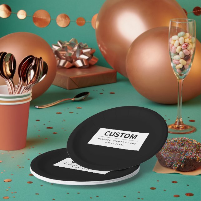 Fett moderner bearbeitbarer Text | Schwarz und Wei Pappteller (Multi)