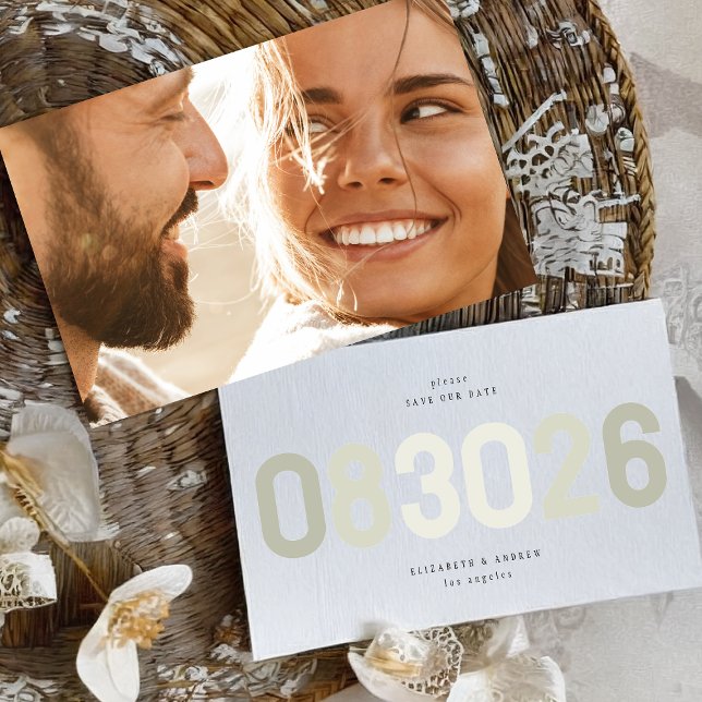 Fett moderner Big Date in Sage Green Foto Save The Date (Von Creator hochgeladen)