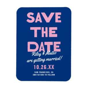Fett moderner Funky Wedding speichert das Datum Magnet