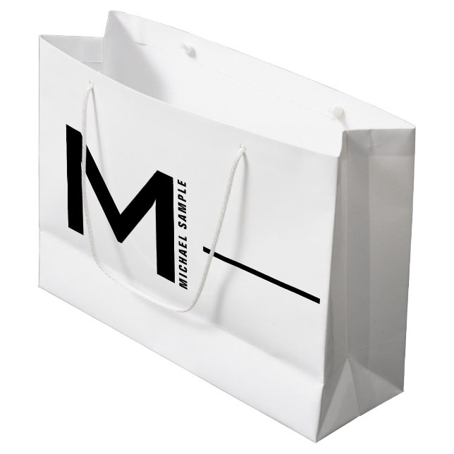 Fett moderner Minimal Company Monogram Business Große Geschenktüte (Vorderseite Schrägansicht)
