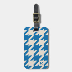 Fett modernes Aqua-Blau-Hahnentrittmuster mit Mono Gepäckanhänger