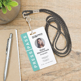 Fett Modernes Aquamarines Circle Foto Press Pass & Ausweis