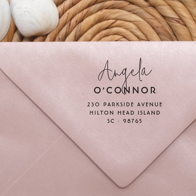 Fett Modernes Handschriftname und Rücksendeadresse Gummistempel (Stamp Mock-up)