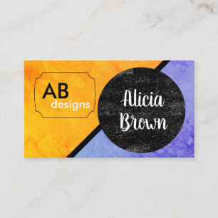 fett modernes orangefarbenes und blau geometrische visitenkarte