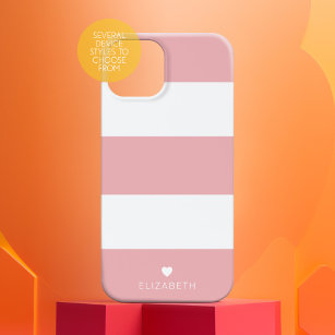 Fett Modernes, rosa gestreiftes Muster mit Herz Case-Mate iPhone 14 Pro Max Hülle