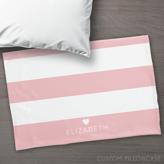 Fett Modernes, rosa gestreiftes Muster mit Herz Kissenbezug (Custom Pillowcase)