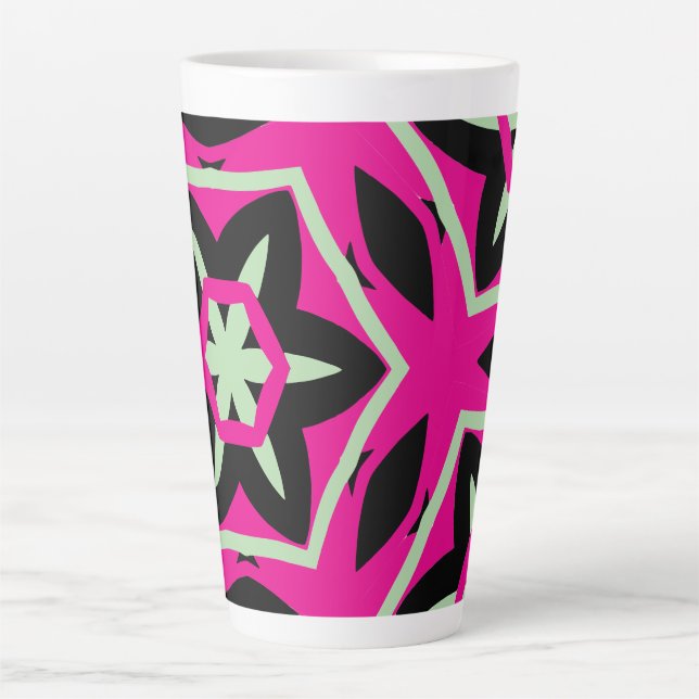 Fett Modernes, schwarz rosa Grün Milchtasse (Vorderseite)