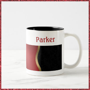 Fett Modernes Schwarzes Rot und Gold Zweifarbige Tasse