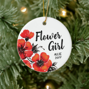 Fett Mohn Blume Personalisiert Blütenmädchen Name Keramik Ornament