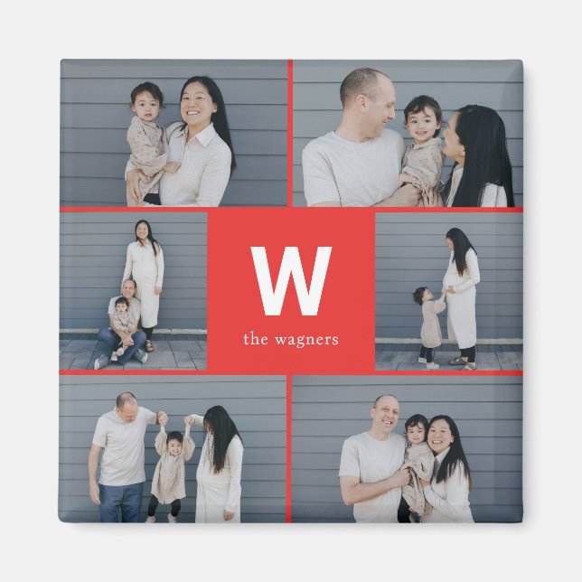 Fett monogram bearbeitbare Farbe Modernes Foto Mag Magnet (Vorne)