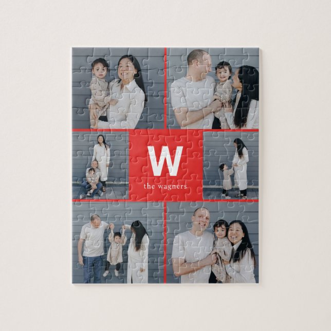 Fett monogramm bearbeitbares Farbfoto Collage Puzz Puzzle (Vertikal)