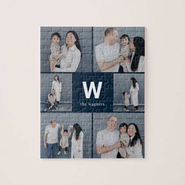 Fett monogramm bearbeitbares Farbfoto Collage Puzz Puzzle (Vertikal)
