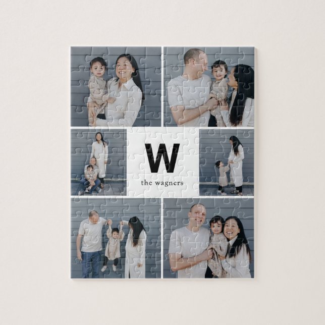 Fett monogramm bearbeitbares Farbfoto Collage Puzz Puzzle (Vertikal)