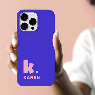 Fett monogramm Initial und Name blau pink Case-Mate iPhone 14 Pro Max Hülle