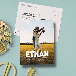 Fett Name ein Foto sportliche Abschluss Einladung Postkarte