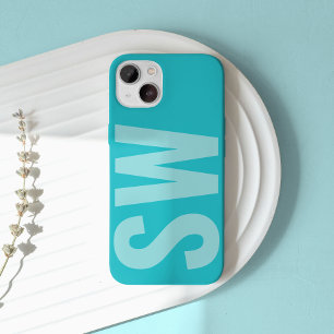 Fett Name Initials Aqua Blue Custom Monogram iPhone 16 Pro Max Hülle