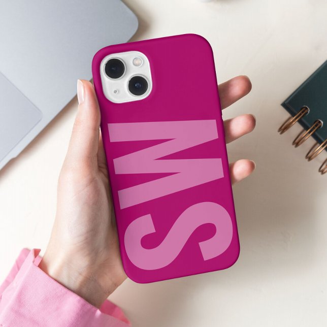 Fett Name Initials Girly Pink Custom Monogram iPhone Hülle (Von Creator hochgeladen)