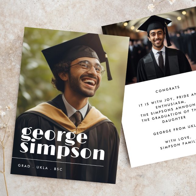 Fett Name Script Grad Graduate Two Foto Ankündigung (Von Creator hochgeladen)