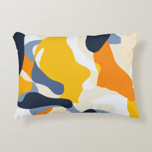 Fett Navy Gelb und Orange Abstract Organisches Mus Dekokissen