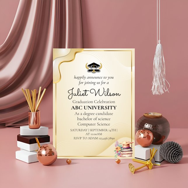 Fett neuer Uni-Abschluss - stilvoller Start Einladung (Von Creator hochgeladen)