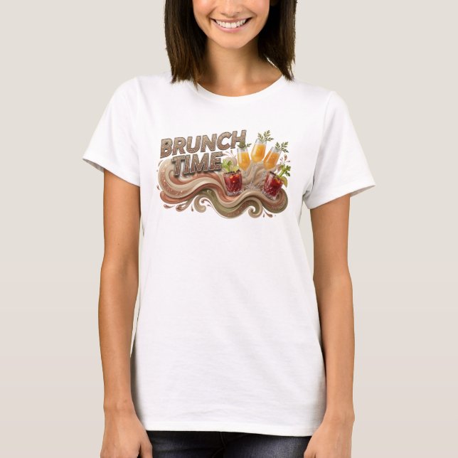 Fett Orange BRUNCH TIME Text Design T-Shirt (Vorderseite)