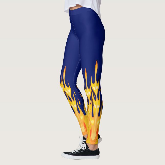 Fett orange gelbe Flammen blau Leggings (Links)
