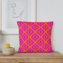 Fett Orange Hot Pink Sommer Ikat Ogee Kunst Muster