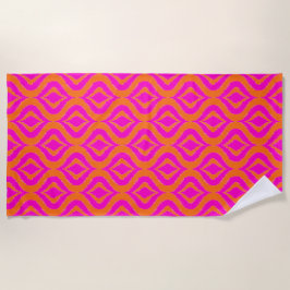 Fett Orange Hot Pink Sommer Ikat Ogee Kunst Muster Strandtuch