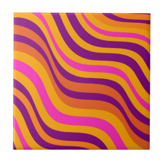 Fett Orange Lila Rosa Wellenstreifen-Muster  Fliese