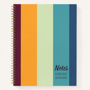 Fett Orange Lila Türkis Blau Streifen Personalisie Notizbuch