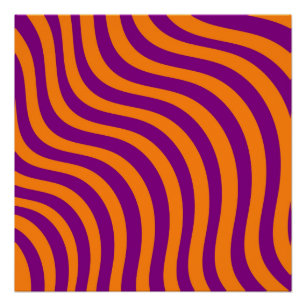 Fett Orange Lila Zebra Streifen Modern Minimalisti Poster