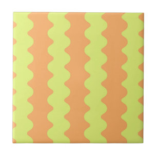 Fett Orange Limette Wellenstreifen Modern Dekorati Fliese