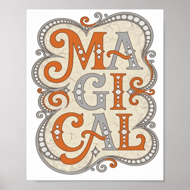 Fett Orange MAGISCHE Statement Design Poster (Vorne)