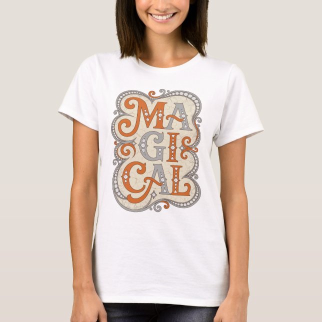 Fett Orange MAGISCHE Statement Design T-Shirt (Vorderseite)
