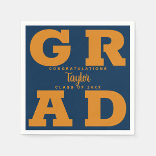 Fett Orange on Navy Abschluss Paper Napkin Serviette