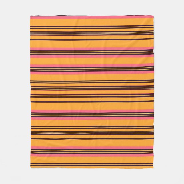Fett orange-pinke horizontale Streifenmuster Fleecedecke (Vorderseite)