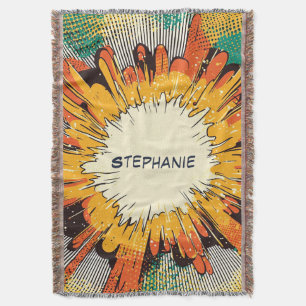 Fett Orange Pop-Art-Explosion schwarze Geschwindig Decke