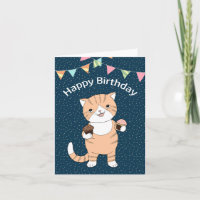 Fett Orange Tabby Ginger Katze mit Kuchen Geburtst