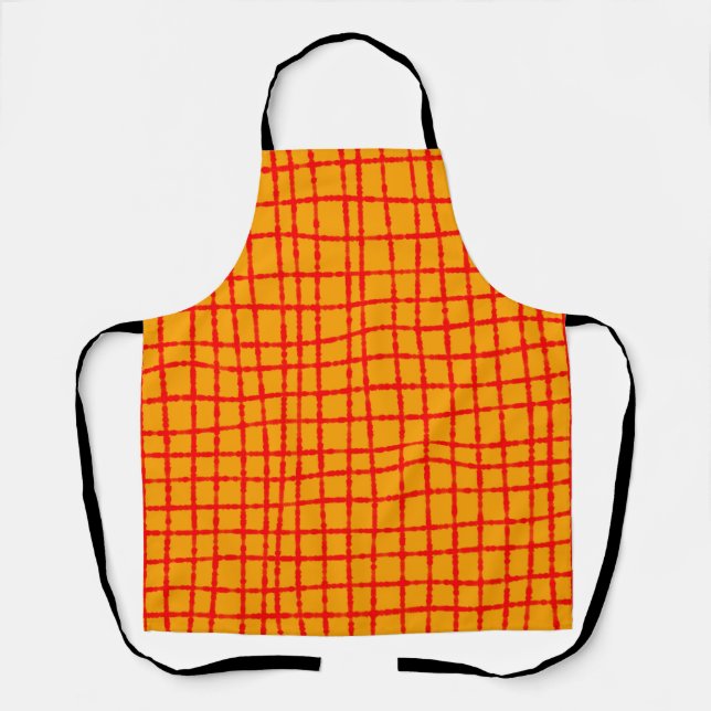 Fett Orange und Red Karo Pattern Fun Schürze (Vorderseite)