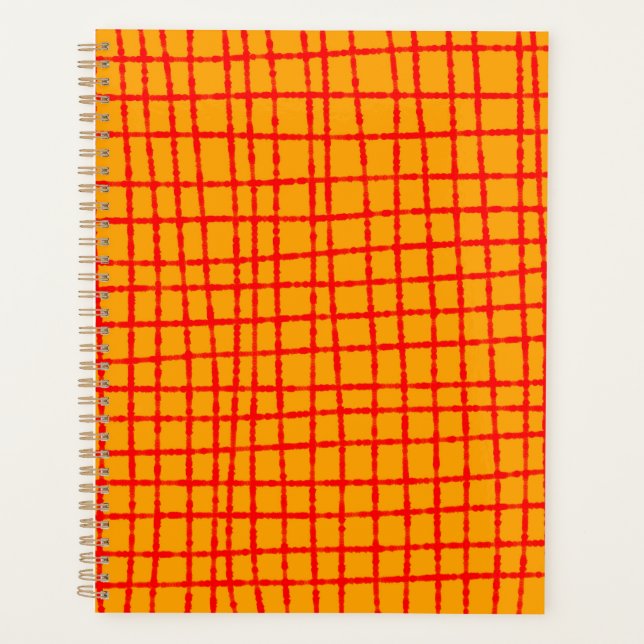 Fett Orange und Rot Karo Muster Stilvoll Planer (Vorderseite)