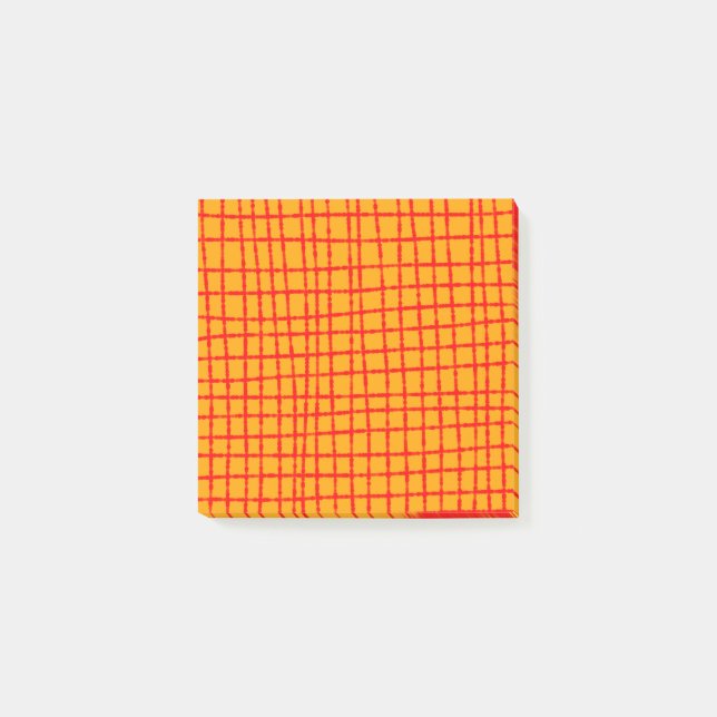 Fett Orange und Rot Karo Muster Stilvoll Post-it Klebezettel (Vorderseite)