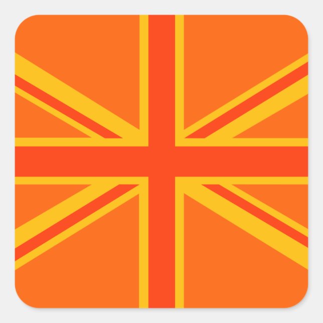 Fett Orange Union Jack British Flag Swag Quadratischer Aufkleber (Vorderseite)