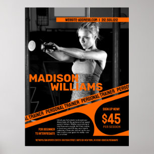 Fett Orangefarbener Personal Trainer Foto Poster