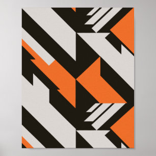 Fett orangefarbenes und schwarzes geometrisches De Poster