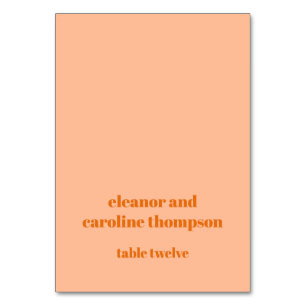 Fett Peach Orange Retro Custom Wedding Platzkarte Tischnummer
