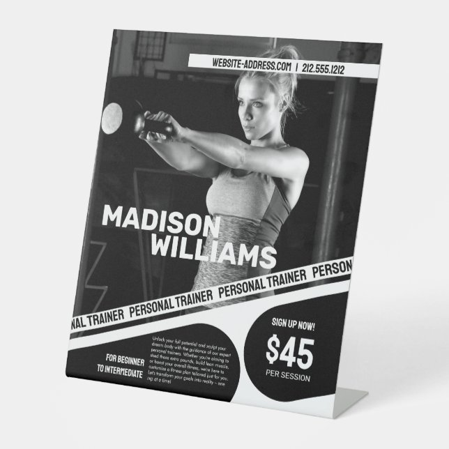 Fett Personal Trainer Foto Sockelschild (Vorderseite)