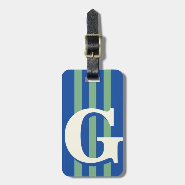 Fett personalisierter Anfangsbuchstabe, Blau und G Gepäckanhänger (Vorderseite vertikal)