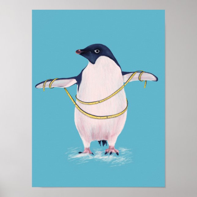 Fett Pinguin auf Diät Niedlicher Funny Bird Poster (Vorne)