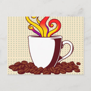 Fett Pop Art Coffee Cup Retro Postkarte