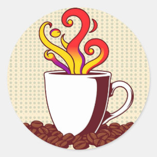 Fett Pop Art Coffee Cup Retro Runder Aufkleber